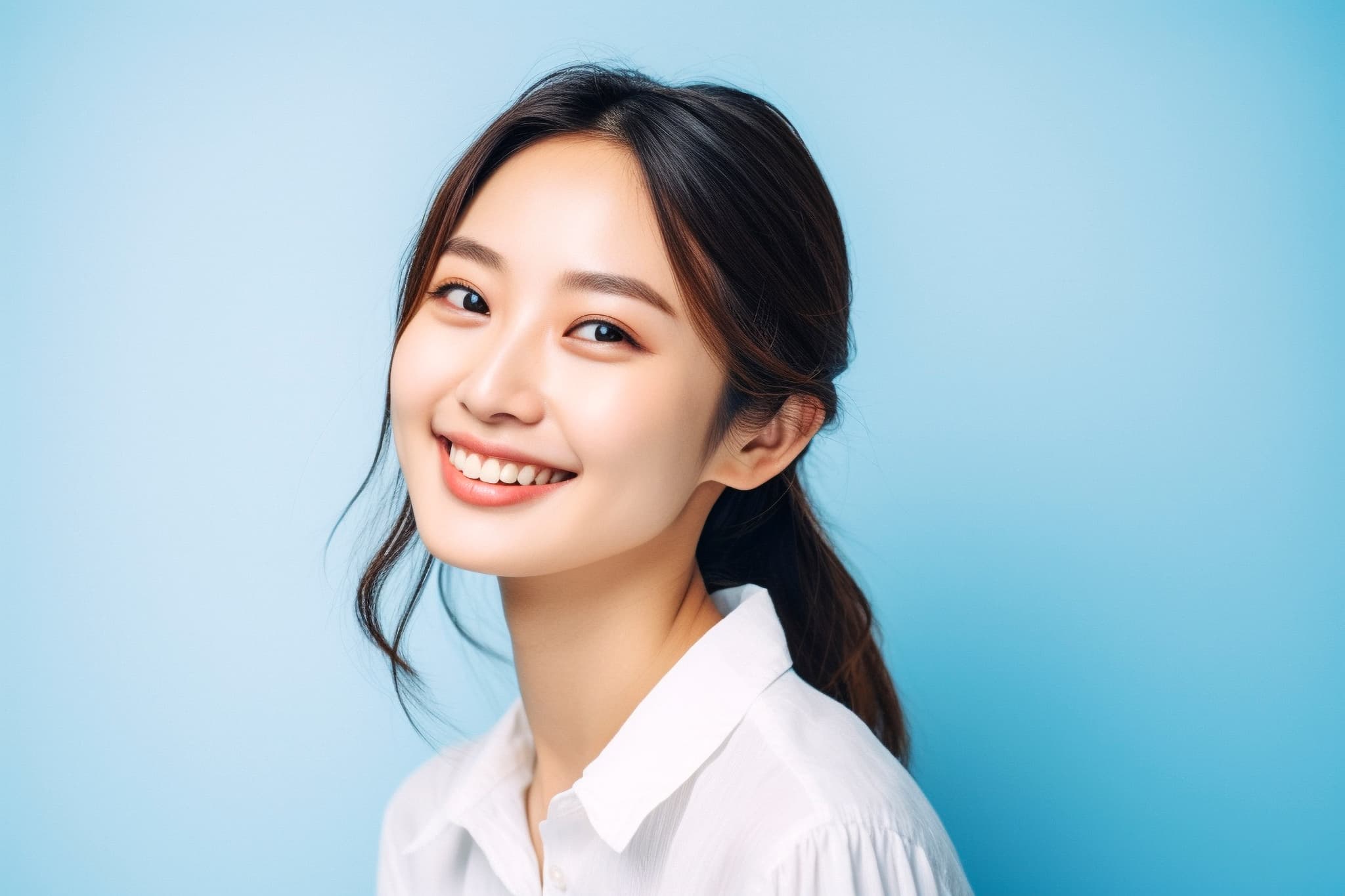 虫歯を治療して笑顔を見せる女性