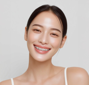 矯正をしている大人の女性