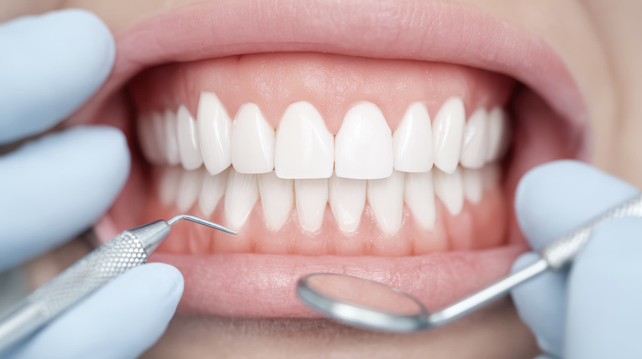 クリーニングを受ける女性の口元