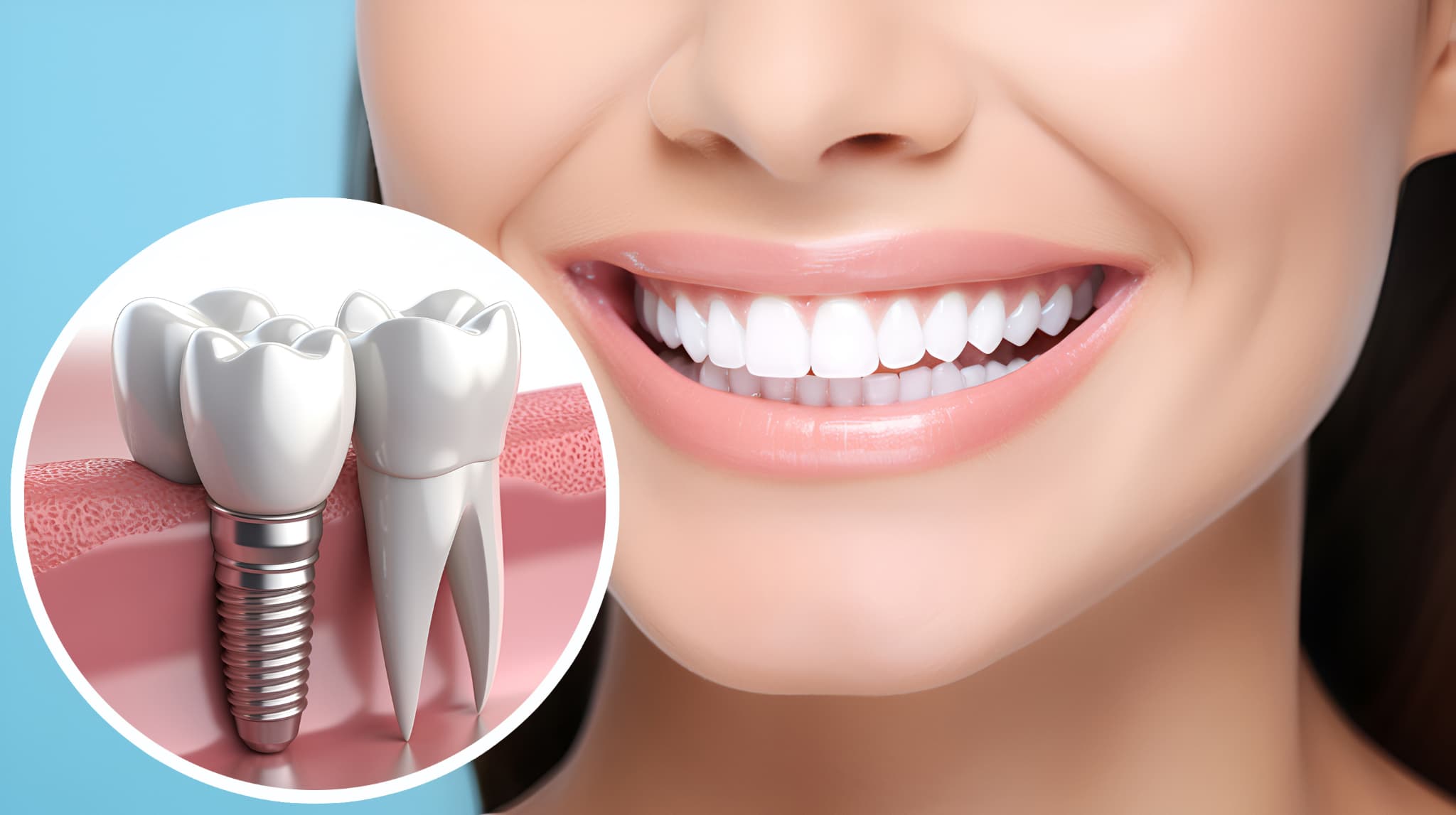 インプラント治療をした女性の口元