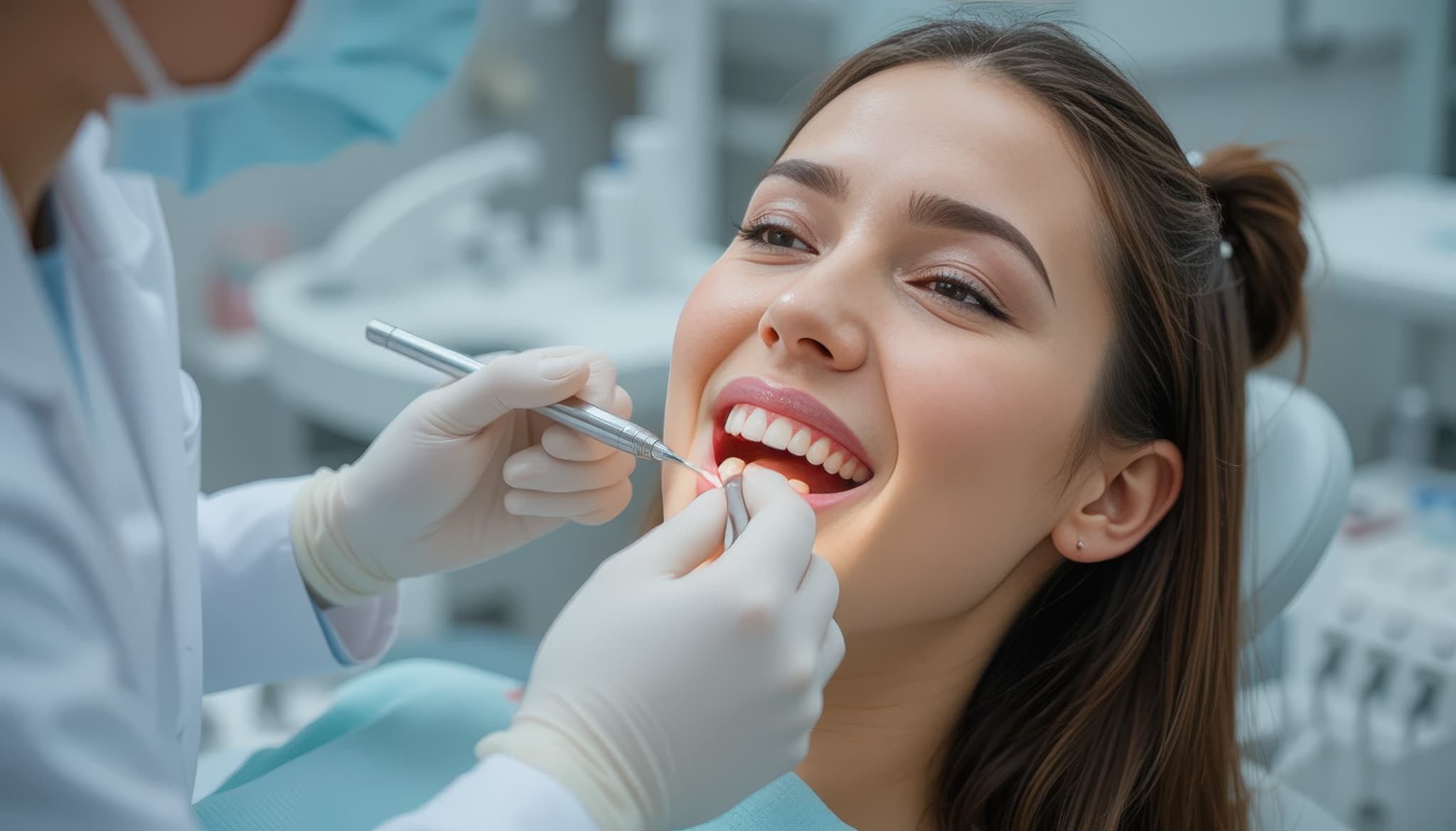定期的に歯のクリーニングを受ける女性