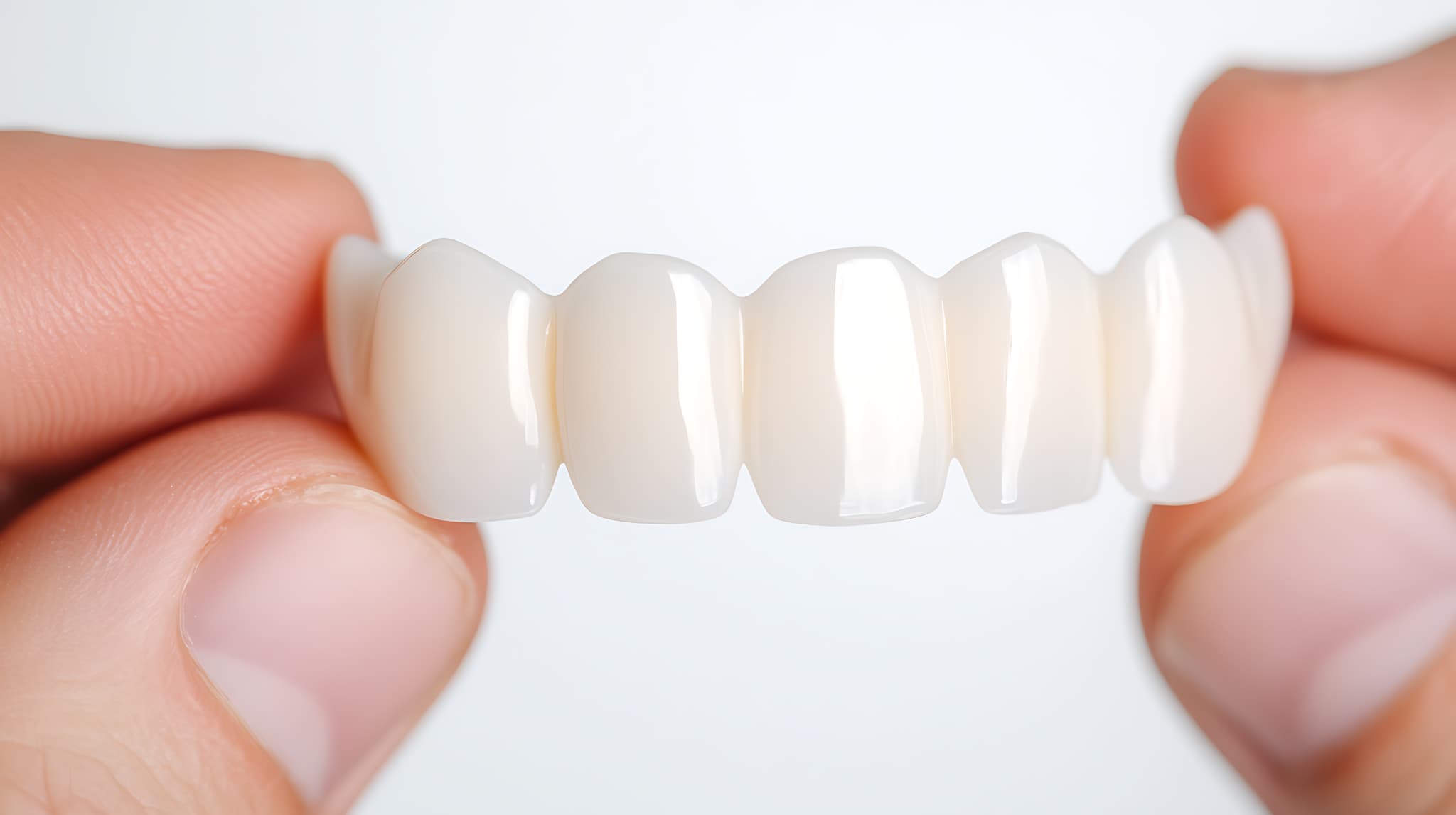 セラミックの歯を持つ様子