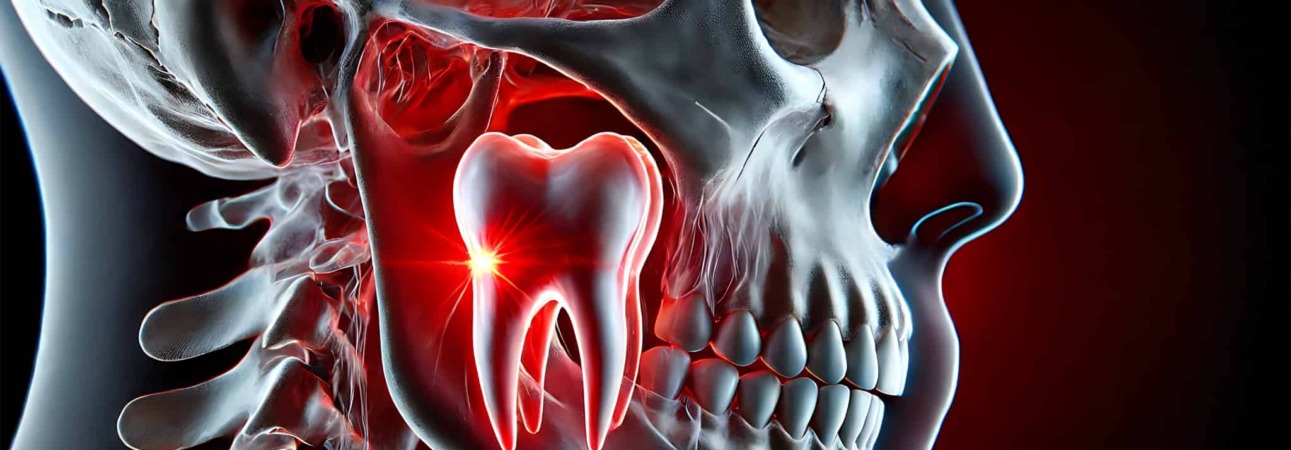 骸骨の親知らずをクローズアップしているイメージ