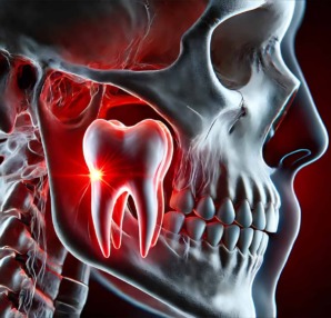 骸骨の親知らずをクローズアップしているイメージ